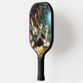 Paniekerig konijn dat in het konijnenhol valt pickleball paddle (Links)