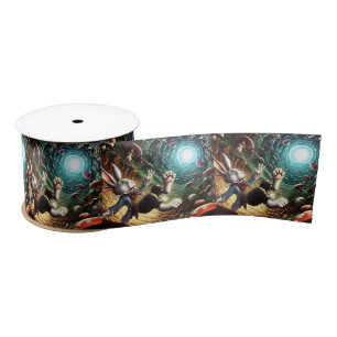 Paniekerig konijn dat in het konijnenhol valt satijnen lint