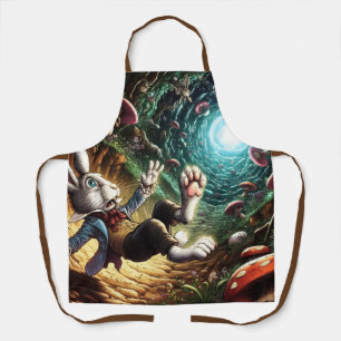 Paniekerig konijn dat in het konijnenhol valt schort