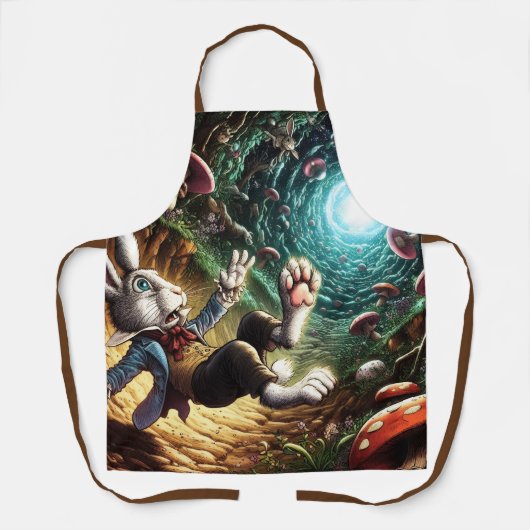 Paniekerig konijn dat in het konijnenhol valt schort (Voorkant)