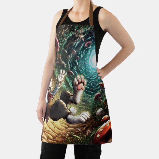 Paniekerig konijn dat in het konijnenhol valt schort (Insitu)