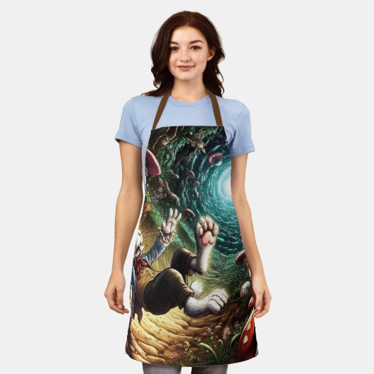 Paniekerig konijn dat in het konijnenhol valt schort (Gedragen)