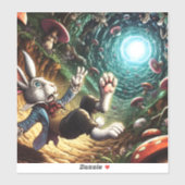 Paniekerig konijn dat in het konijnenhol valt sticker (Vel)