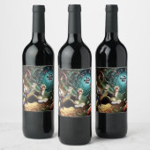 Paniekerig konijn dat in het konijnenhol valt wijn etiket (Flessen)