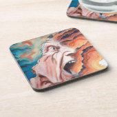 Paniekgolven olieverfschilderij bier onderzetter (Linkerzijde)