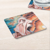 Paniekgolven olieverfschilderij kartonnen onderzetters (Schuin)