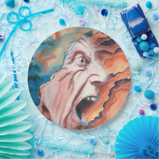 Paniekgolven olieverfschilderij papieren bordje (Feest)