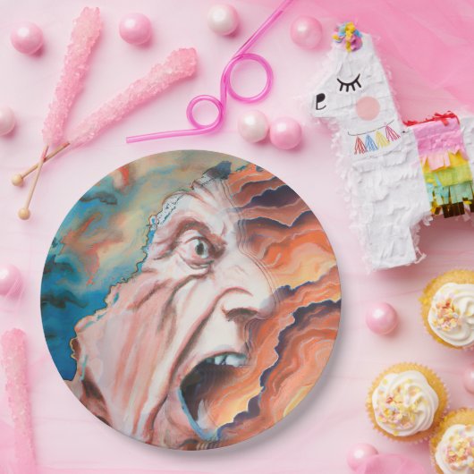 Paniekgolven olieverfschilderij papieren bordje (Feest)