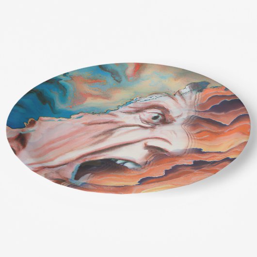 Paniekgolven olieverfschilderij papieren bordje (Gekanteld)