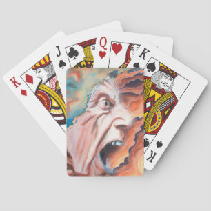 Paniekgolven olieverfschilderij pokerkaarten