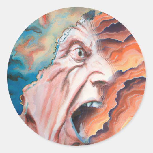 Paniekgolven olieverfschilderij ronde sticker (Voorkant)