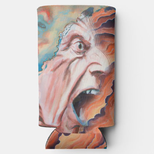 Paniekgolven olieverfschilderij seltzer blikjeskoeler (Achterkant)