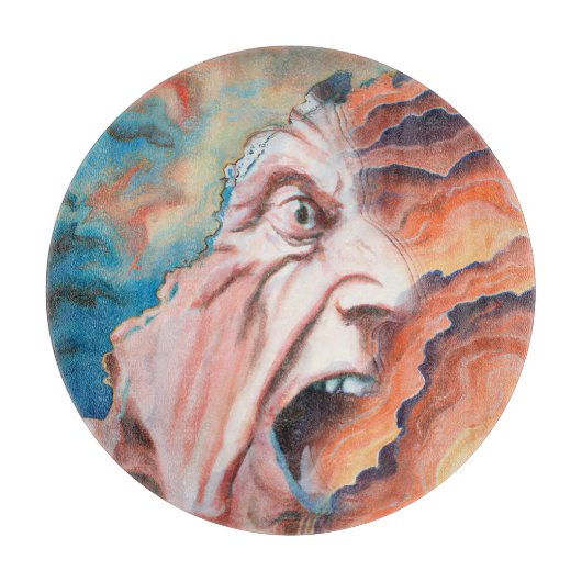 Paniekgolven olieverfschilderij snijplank (Voorkant)