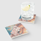 Paniekgolven olieverfschilderij stenen onderzetter (Zijkant)