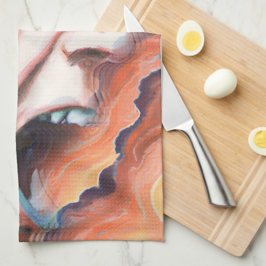 Paniekgolven olieverfschilderij theedoek (Quarter Fold)