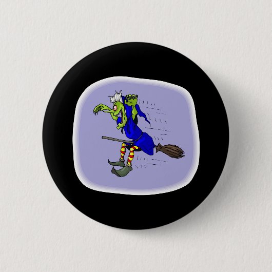 paniekheks op bezems ronde button 5,7 cm (Voorkant)