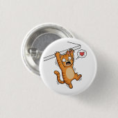Paniekknop met Hangende Kat Ronde Button 3,2 Cm (Voorkant /achterkant)