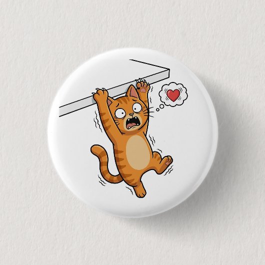 Paniekknop met Hangende Kat Ronde Button 3,2 Cm (Voorkant)