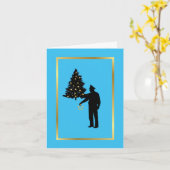 Paniekman en Tree Silhouette-kerstkaart Kaart (Gele Bloem)