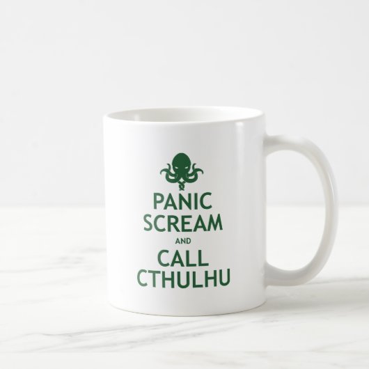 Paniekscherm en Call Cthulhu Koffiemok (Rechts)