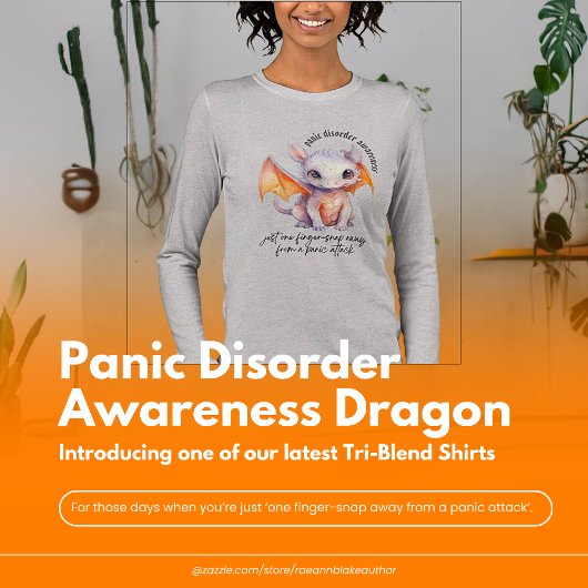 Paniekstoornis Bewustzijn Dragon BLACK LETTERING Tri-Blend Shirt