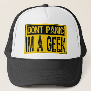 Paniekteken niet - Im a Geek-Geel/Zwart Trucker Pet