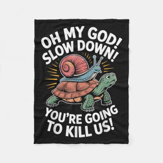 Paniked Snail Riding Turtle Fleece Deken (Voorkant)