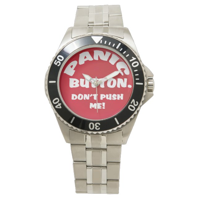 Panische Button Duw me niet in de gaten Horloge (Voorkant)