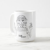 panische cartoonfiguur koffiemok (Voorkant links)