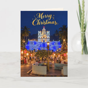 Panjim Kerk Kerstmarkt Blauwe Lichten Kaart