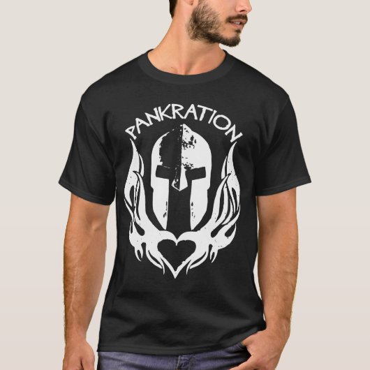 Pankration Spartan helm met hartvlammen T-shirt (Voorkant)