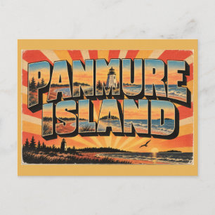 Panmure Island PEI Rode Zandstrand Vuurtoren Kunst Briefkaart