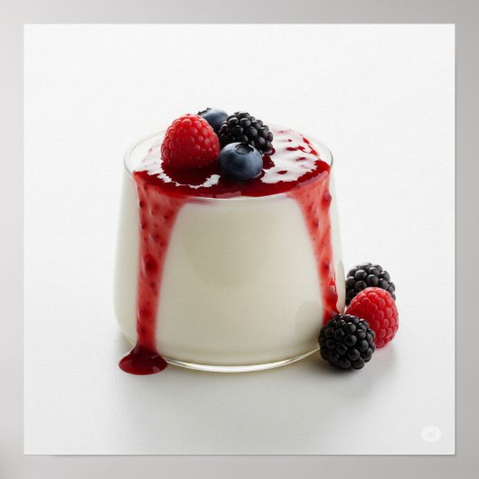 Panna Cotta met bessen Poster (Voorkant)
