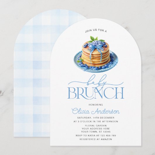 Pannenkoek Baby Brunch Blueberry Baby shower Kaart (Voorkant / Achterkant)