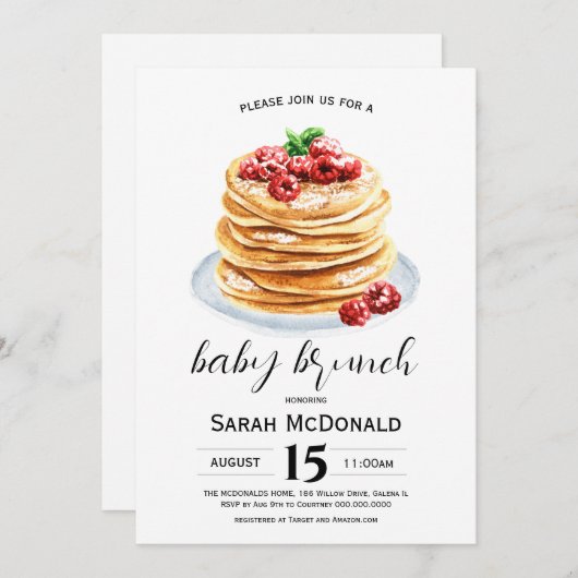 Pannenkoek Baby Brunch Kaart (Voorkant / Achterkant)