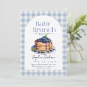 Pannenkoek Blueberry Gingham Baby Brunch Baby show Kaart (Staand voorkant)
