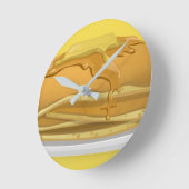 Pannenkoek en ahornsiroop schattige illustratie ronde klok (Hoek)