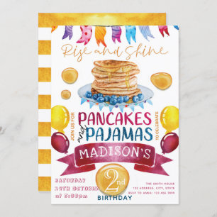 Pannenkoek en pyjama verjaardagsfeestje PJ's Kaart