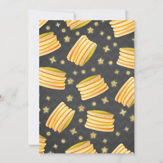 Pannenkoek en pyjama verjaardagsuitnodiging PJ's P Kaart (Achterkant)