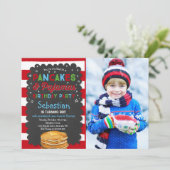 Pannenkoek en pyjama verjaardagsuitnodiging PJ's P Kaart (Staand voorkant)