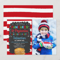 Pannenkoek en pyjama verjaardagsuitnodiging PJ's P