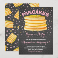 Pannenkoek en pyjama verjaardagsuitnodiging PJ's P