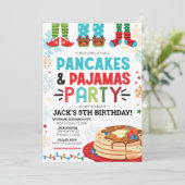 Pannenkoek en pyjama's Uitnodiging Verjaardag (Staand voorkant)