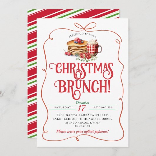 Pannenkoek en warme cacao Hand getrokken kerst bru Kaart (Voorkant / Achterkant)