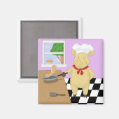 Pannenkoek Flipping Pig Chef Magnet (Voorkant / Achterkant)