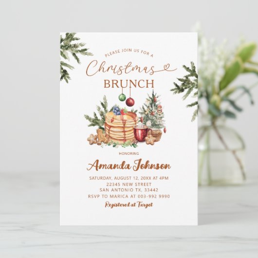 Pannenkoek Hot Cocoa Holiday Party Kerstbrunch Kaart (Staand voorkant)