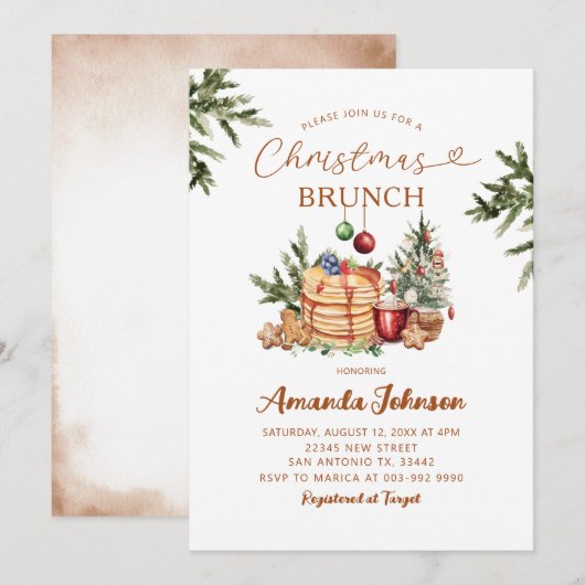 Pannenkoek Hot Cocoa Holiday Party Kerstbrunch Kaart (Voorkant / Achterkant)