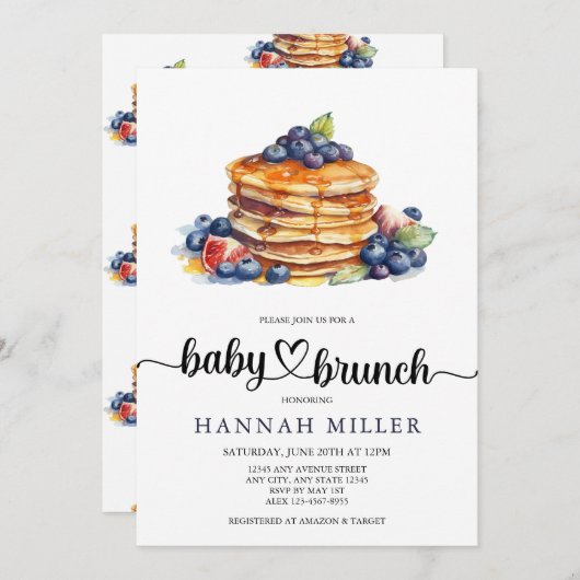 pannenkoek | Leuke baby douche uitnodigingen (Voorkant / Achterkant)