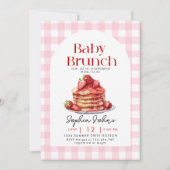 Pannenkoek Strawberry Gingham Baby Brunch Baby sho Kaart (Voorkant)