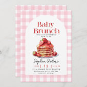 Pannenkoek Strawberry Gingham Baby Brunch Baby sho Kaart (Voorkant / Achterkant)